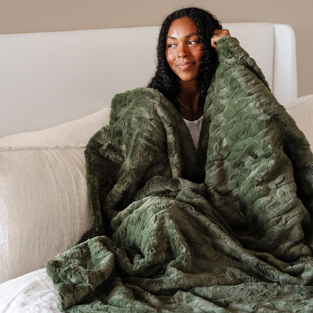 PATTERNED FAUX FUR THROW WEIGHTED BLANKETS
