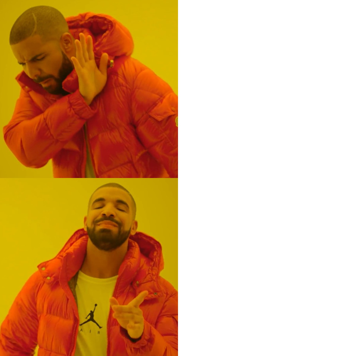 Drake Hotline Bling meme about Saranoni
