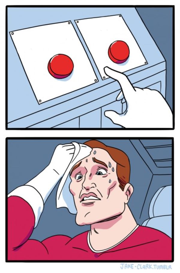 Two Buttons meme about Saranoni